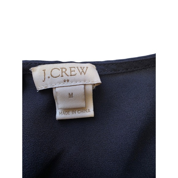 J.Crew Navy Blue Long Sleeve Puff Shoulder Blouse G0297 Womens Medium - Picture 3 of 9